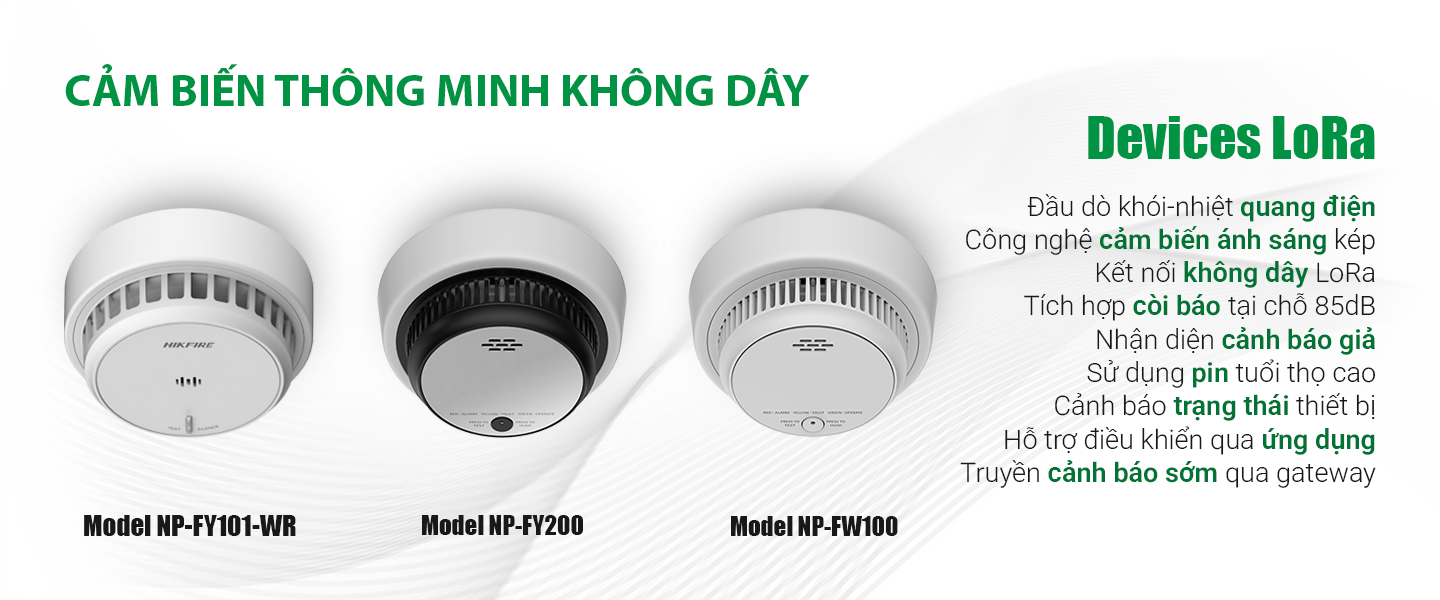 Đầu nhận diện khói, nhiệt thông minh không dây LoRa